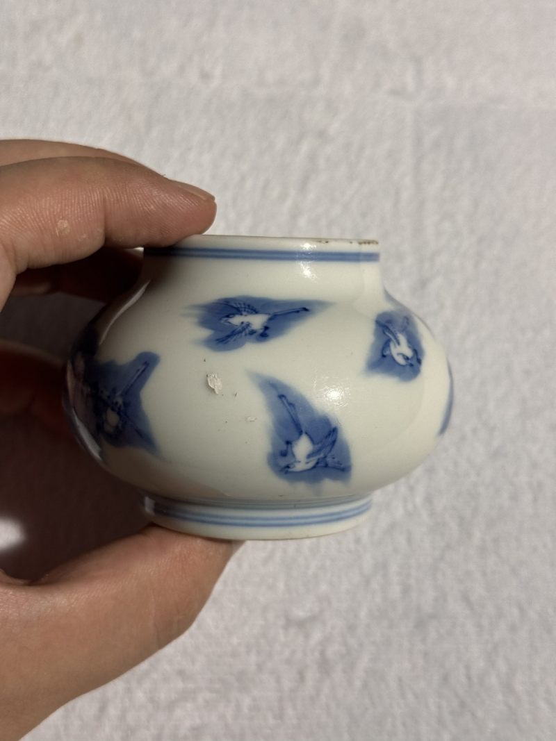 清雍正 青花月月见喜纹水丞 - 图4
