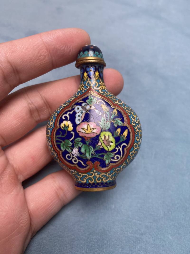 清晚期 掐丝珐琅龙凤纹、花虫纹烟壶（一组两件） - 图24