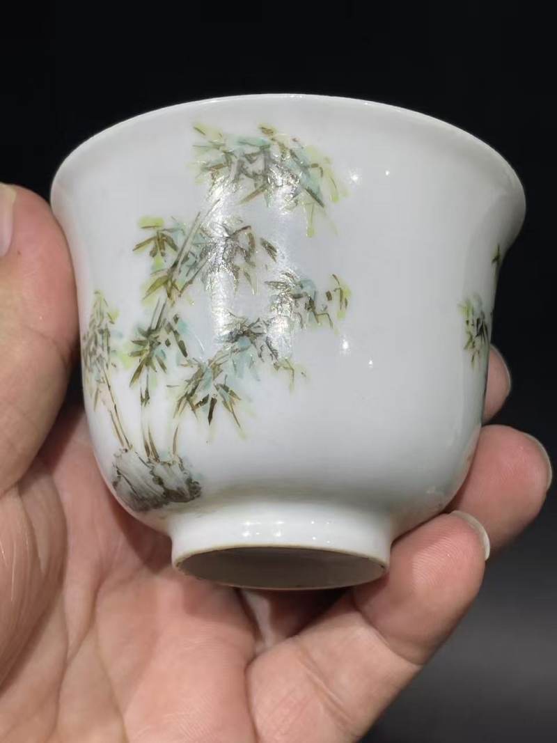 浅绛彩竹石纹杯2只 - 图14