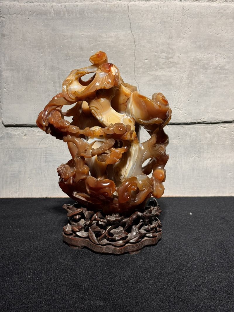 清乾隆 玛瑙如意花插 - 图7