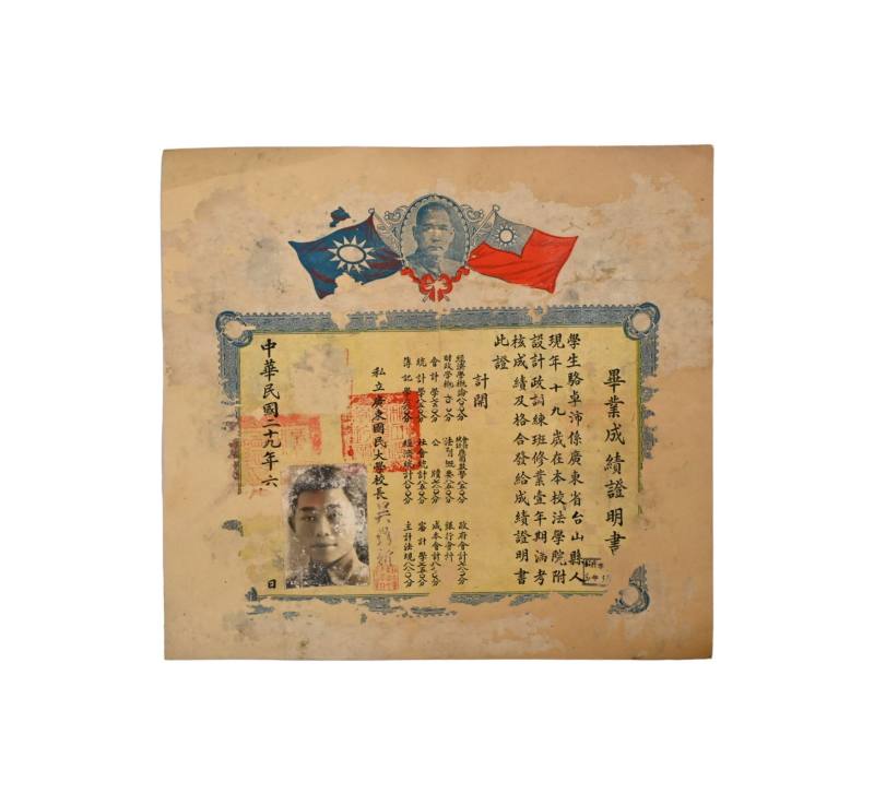    广东国民大学毕业成绩证明书