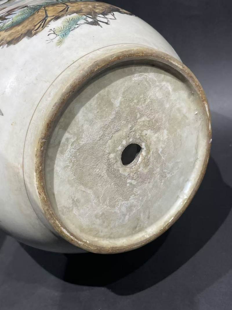 解放后粉彩松鹤延年花盆 - 图7