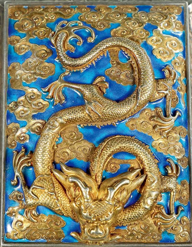 清 银胎西番莲纹茶叶罐 （一组三件） - 图2