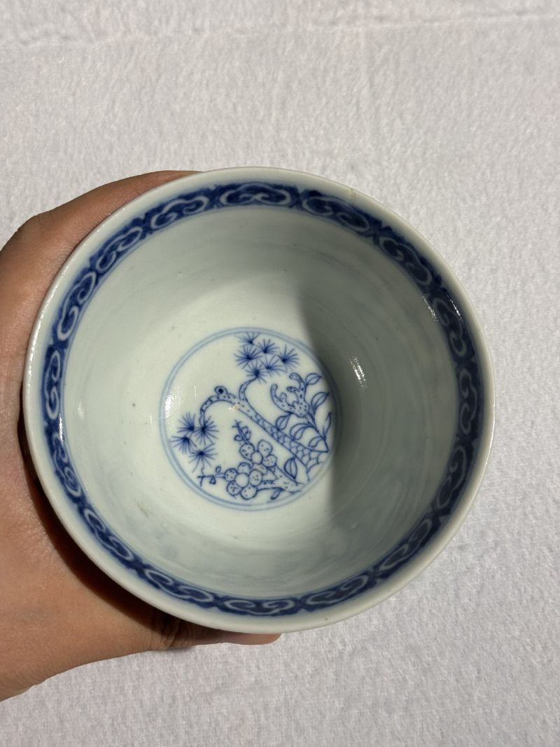清道光 青花三清诗文盖碗 - 图15