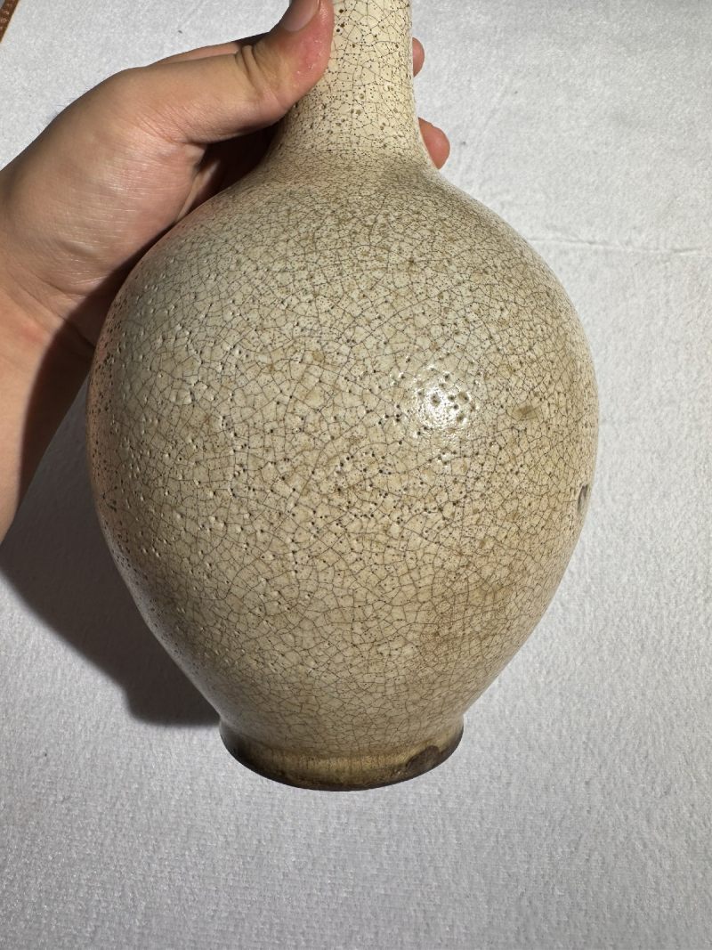 明 哥釉纸槌瓶（原配紫檀座） - 图5