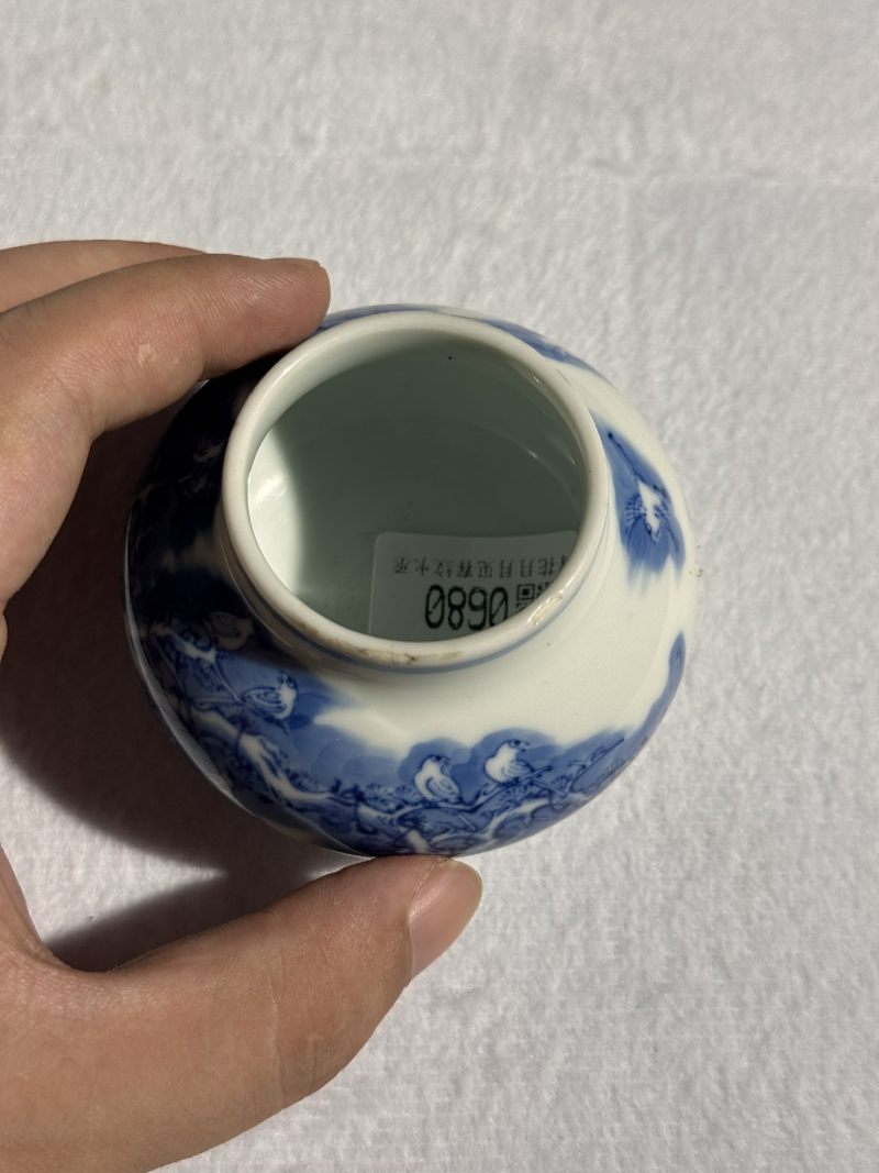 清雍正 青花月月见喜纹水丞 - 图9