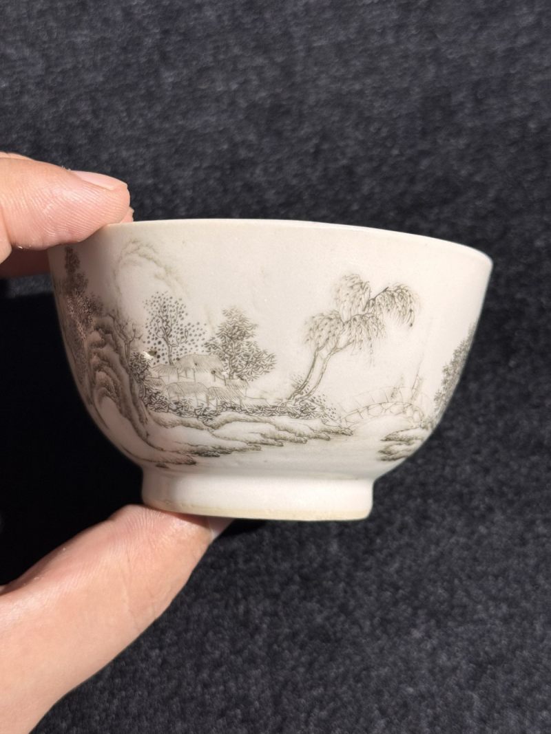 清 墨彩山水茶圆 （一对） - 图17