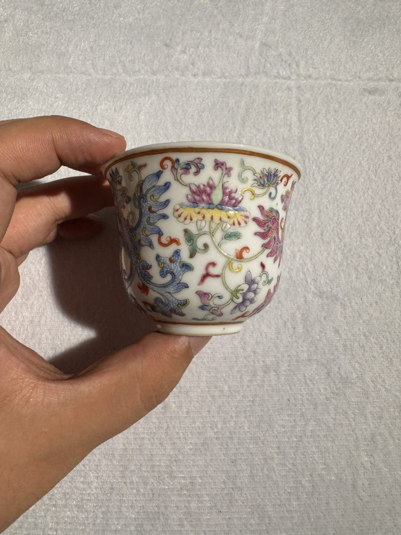 清宣统 粉彩夔凤纹杯 （一对） - 图3