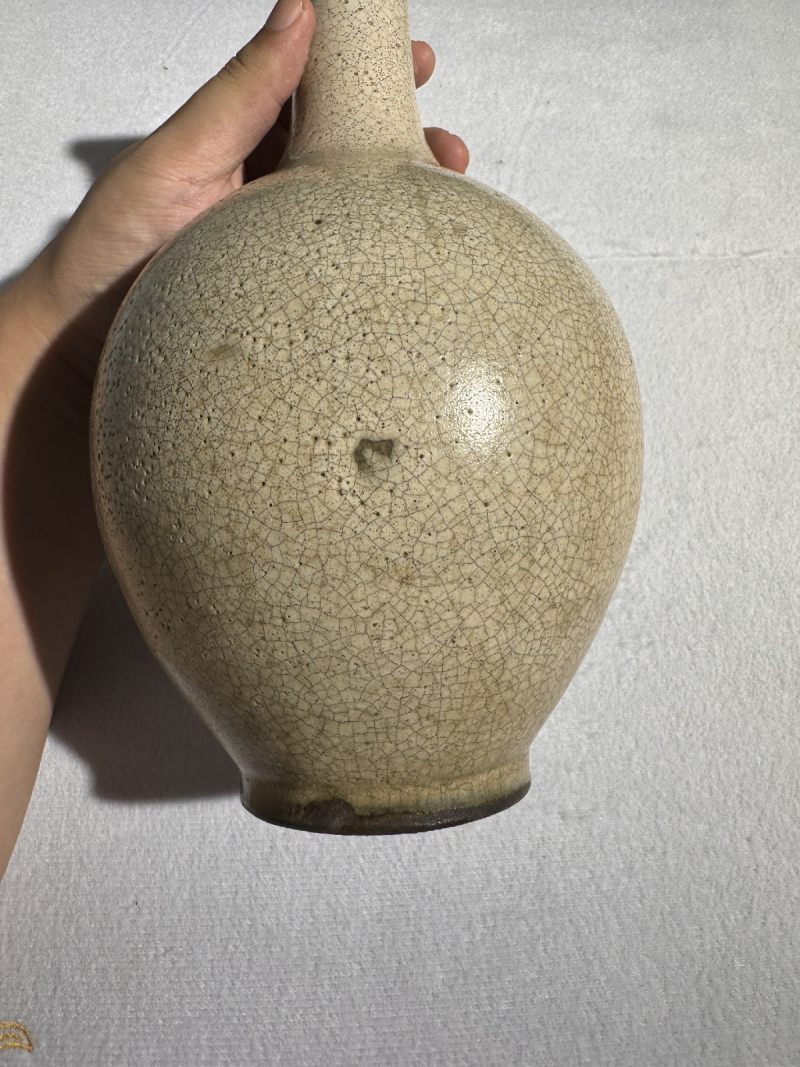 明 哥釉纸槌瓶（原配紫檀座） - 图6