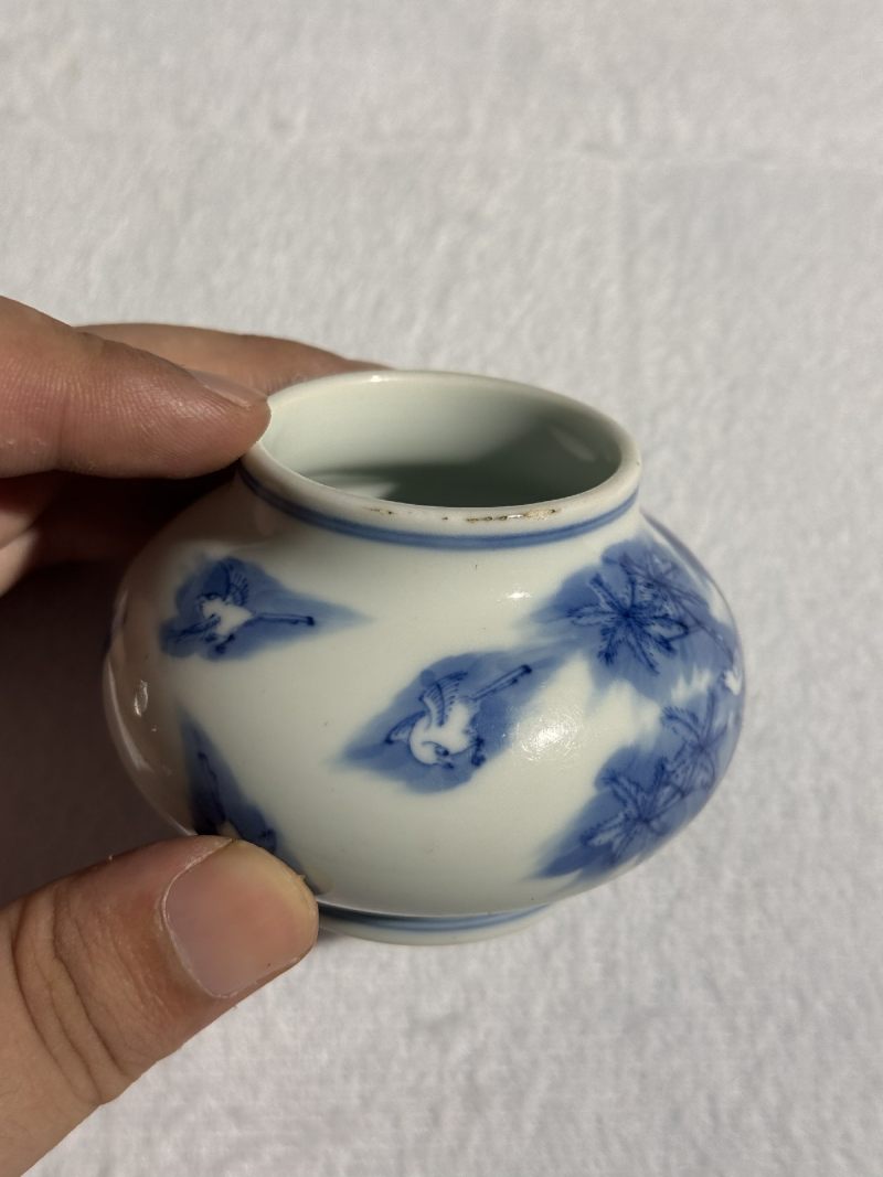 清雍正 青花月月见喜纹水丞 - 图10