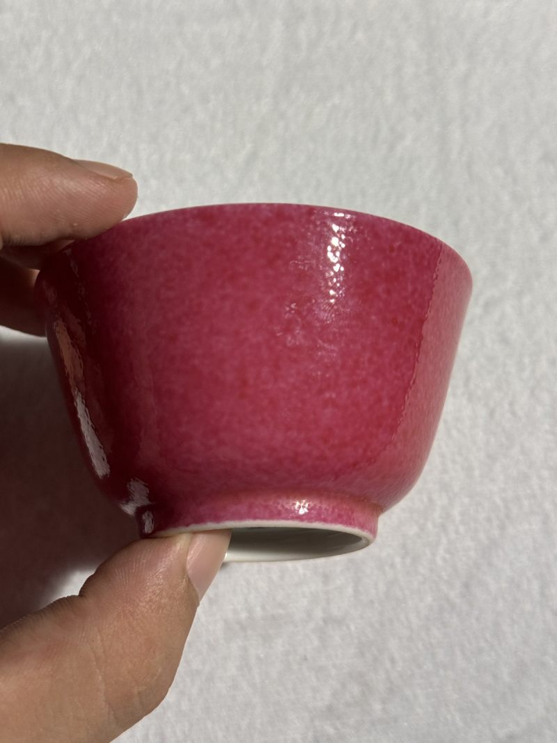 清嘉庆 胭脂红釉杯 - 图2