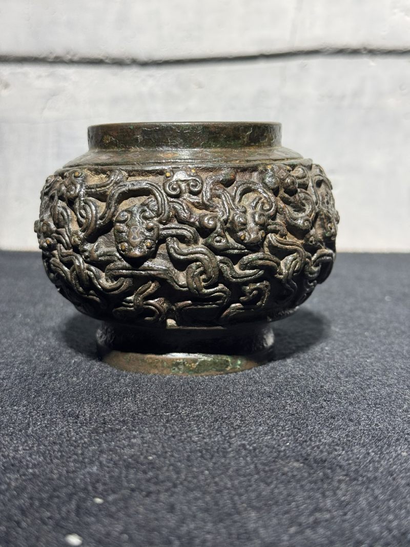 明 铜嵌金银虬龙纹洗 - 图8