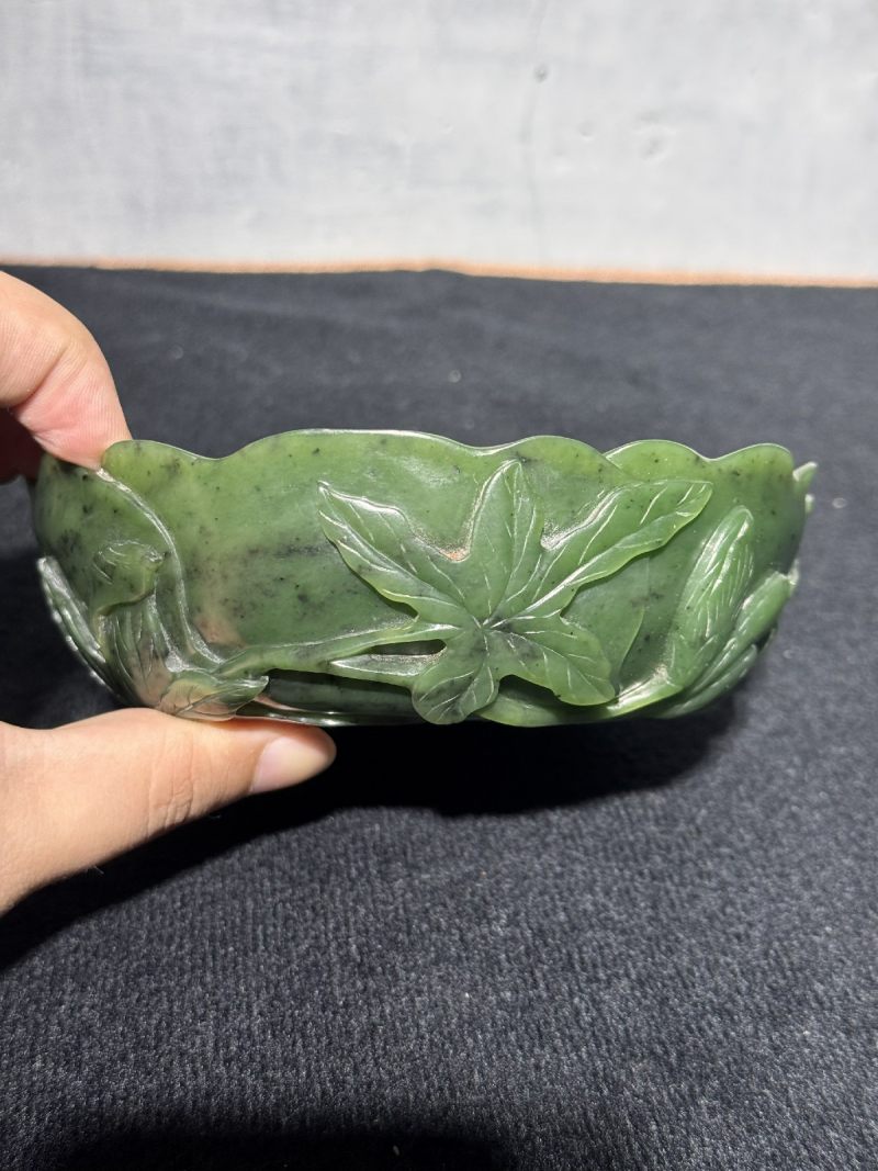 清乾隆 碧玉秋葵洗 - 图8