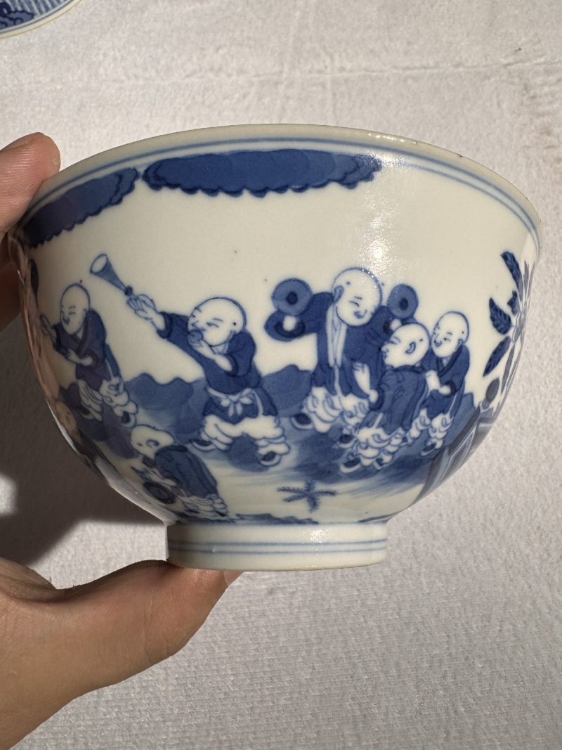 清道光 青花婴戏图碗 - 图4
