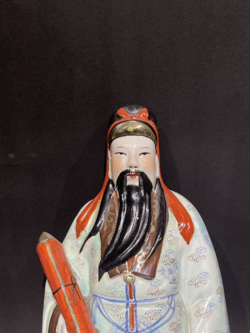 解放后粉彩禄星瓷塑 - 图5