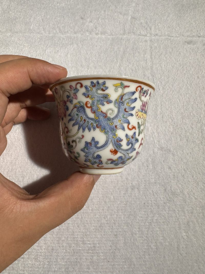 清宣统 粉彩夔凤纹杯 （一对） - 图4