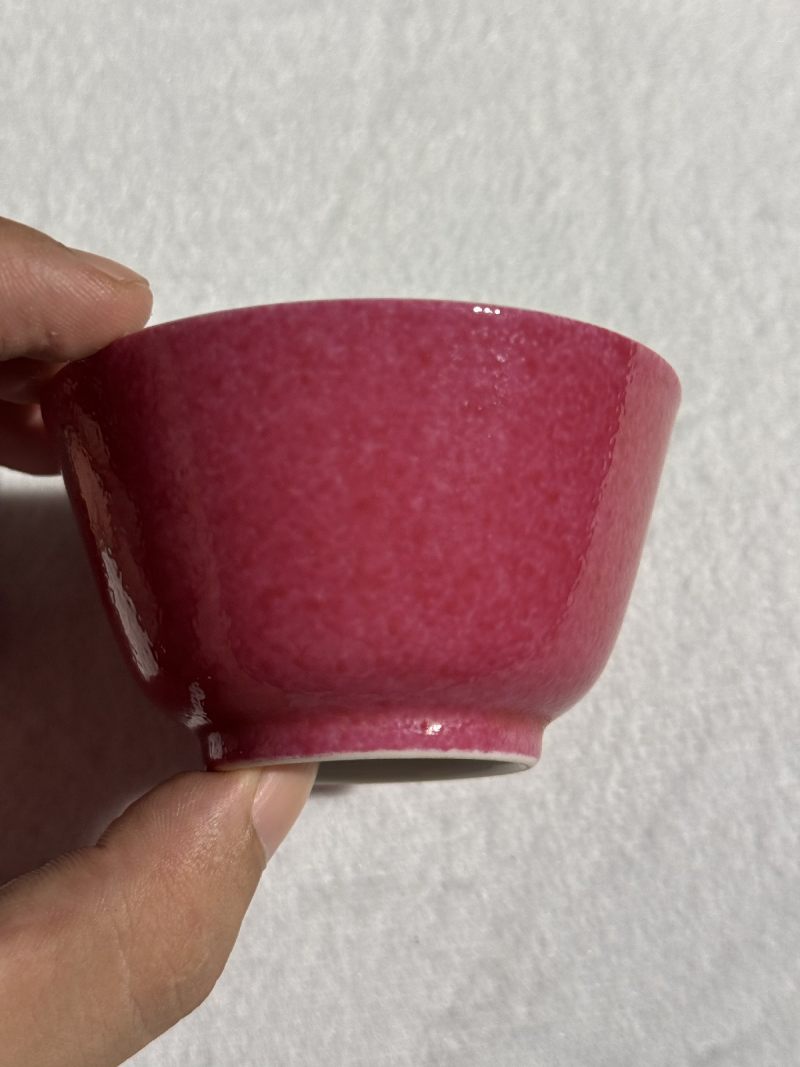 清嘉庆 胭脂红釉杯 - 图3