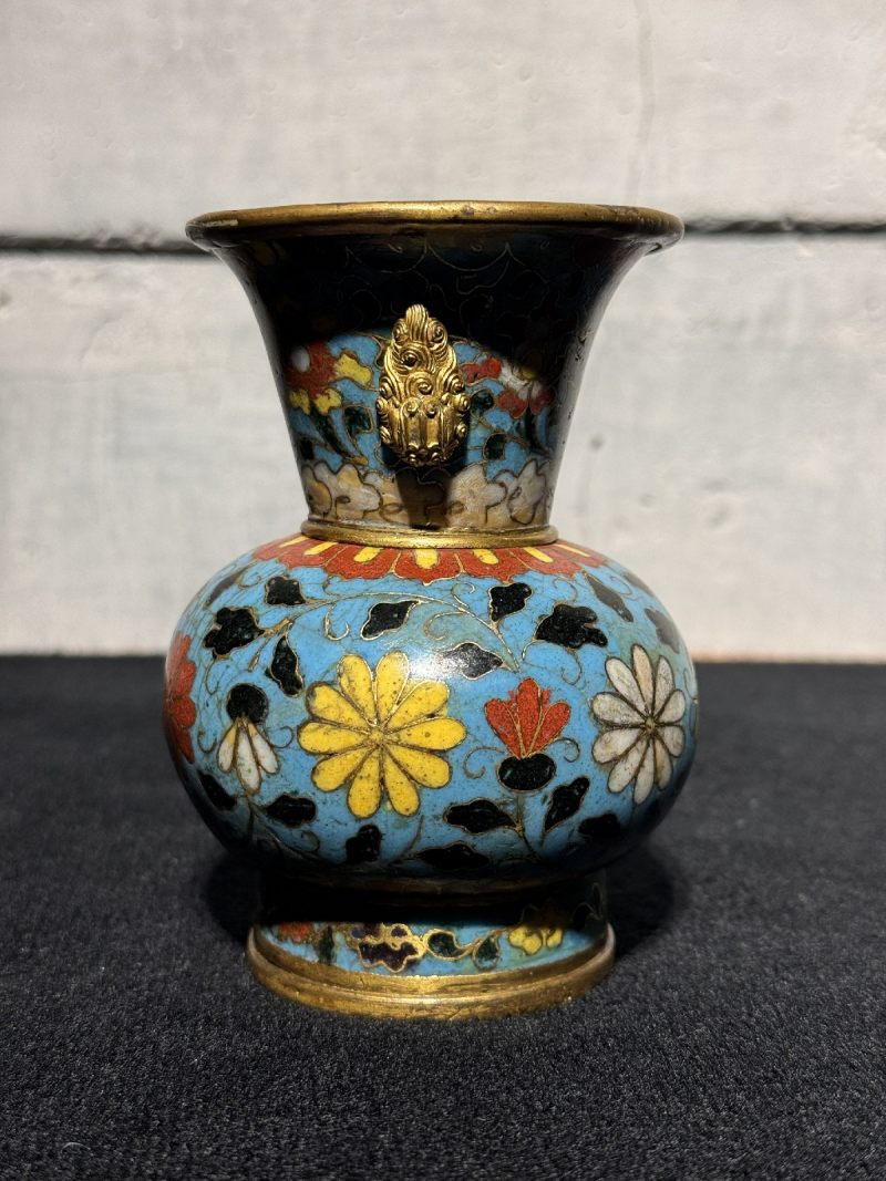 明 铜胎掐丝珐琅缠枝花纹天鸡耳尊 - 图4
