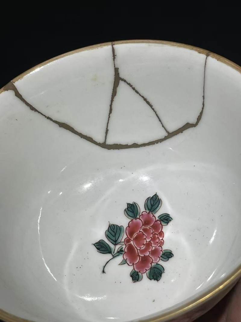 清粉彩花卉纹盖碗 - 图8