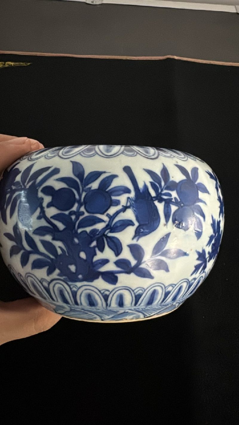 明万历 青花花鸟纹笔洗 - 图3