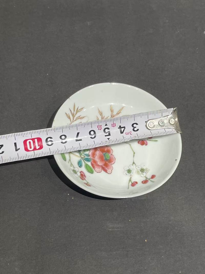 清雍正粉彩花卉纹杯碟一套 - 图13