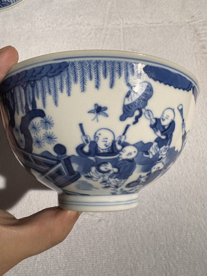 清道光 青花婴戏图碗 - 图5