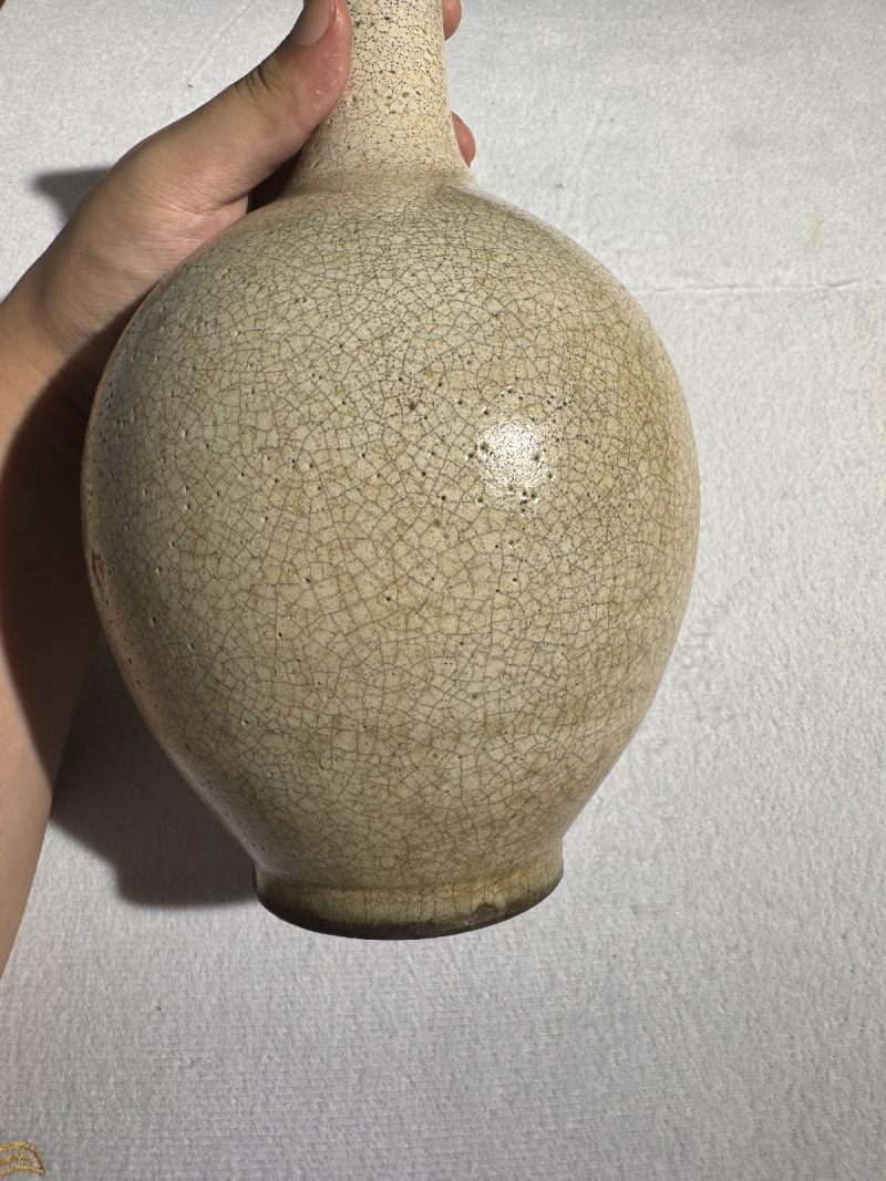 明 哥釉纸槌瓶（原配紫檀座） - 图7