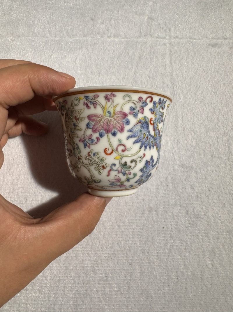 清宣统 粉彩夔凤纹杯 （一对） - 图5
