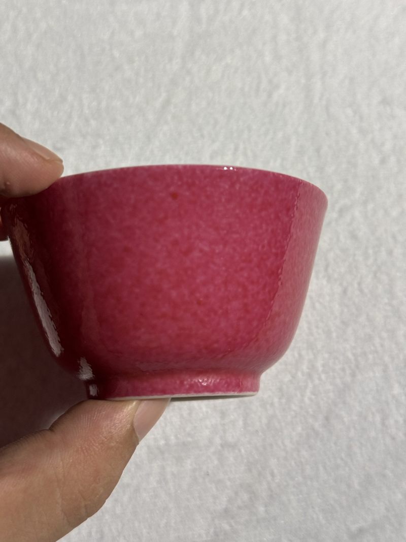 清嘉庆 胭脂红釉杯 - 图4