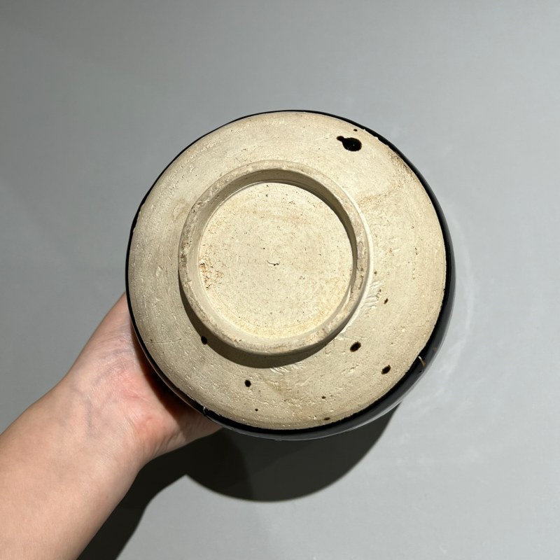 明代 黑釉线条盖钵 - 图6