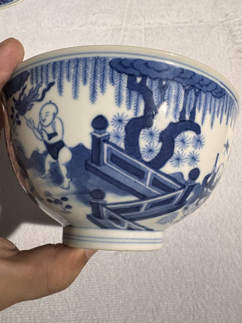 清道光 青花婴戏图碗 - 图6