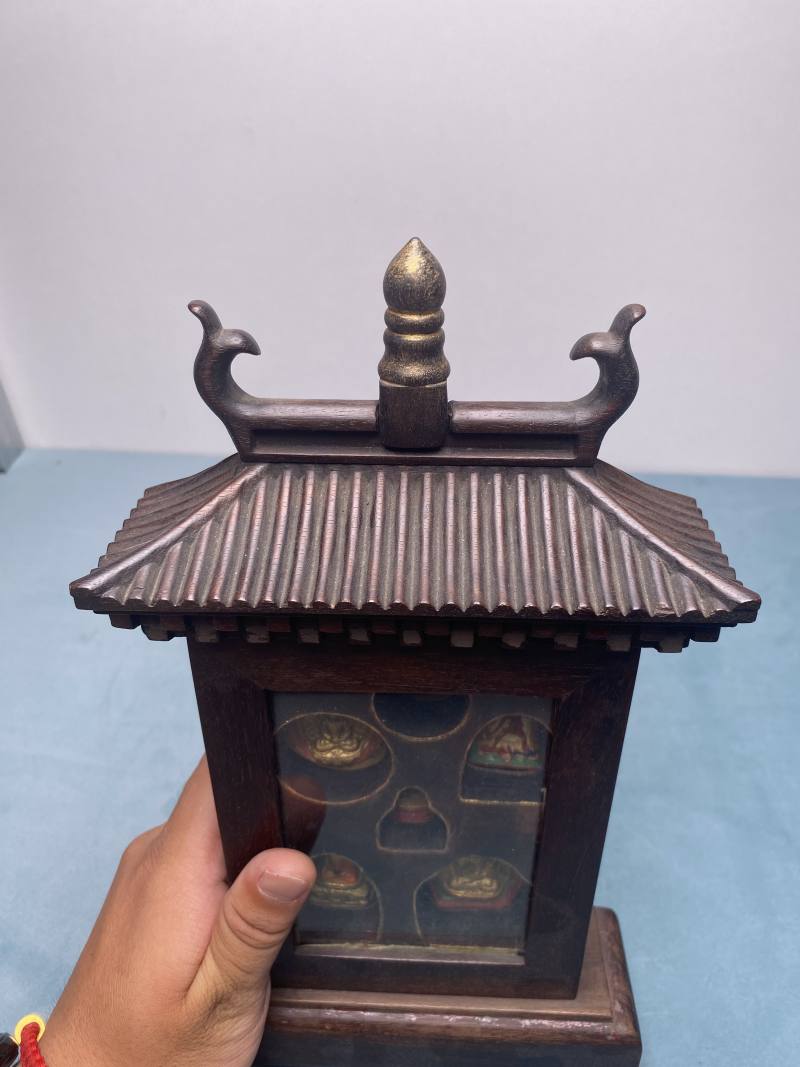 清 紫檀亭式佛龛 - 图16