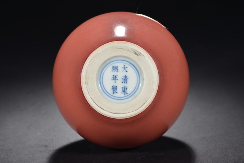 清 祭红釉长颈瓶 - 图5
