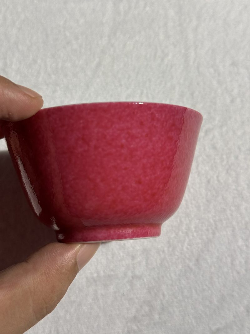 清嘉庆 胭脂红釉杯 - 图5