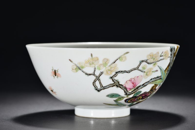 清 粉彩过枝花卉纹碗 - 图4