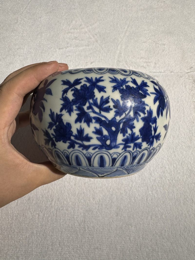 明万历 青花花鸟纹笔洗 - 图5