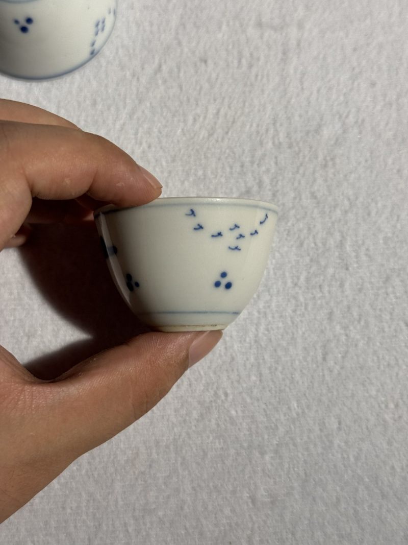 清康熙 青花山水高士垂钓图茶圆 （一对） - 图6
