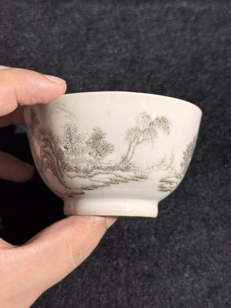 清 墨彩山水茶圆 （一对） - 图12
