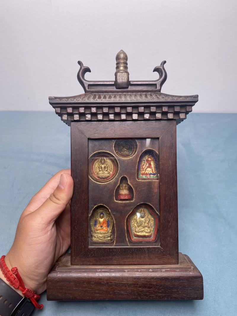 清 紫檀亭式佛龛 - 图9