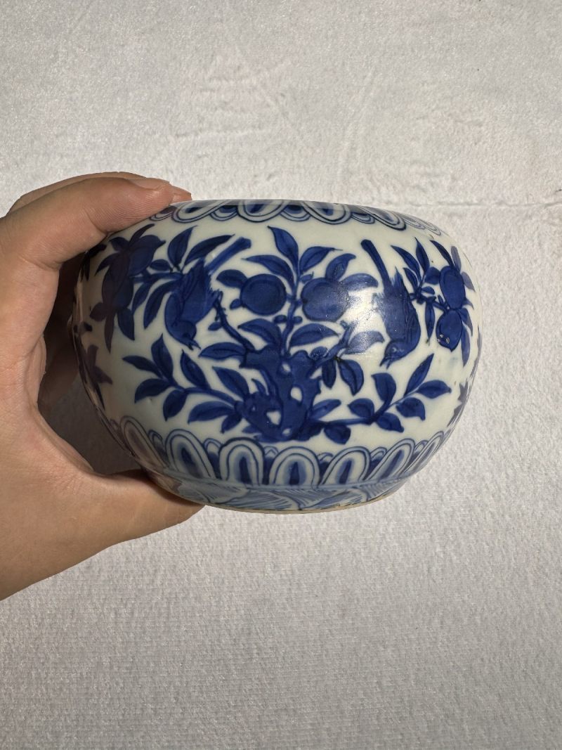 明万历 青花花鸟纹笔洗 - 图6