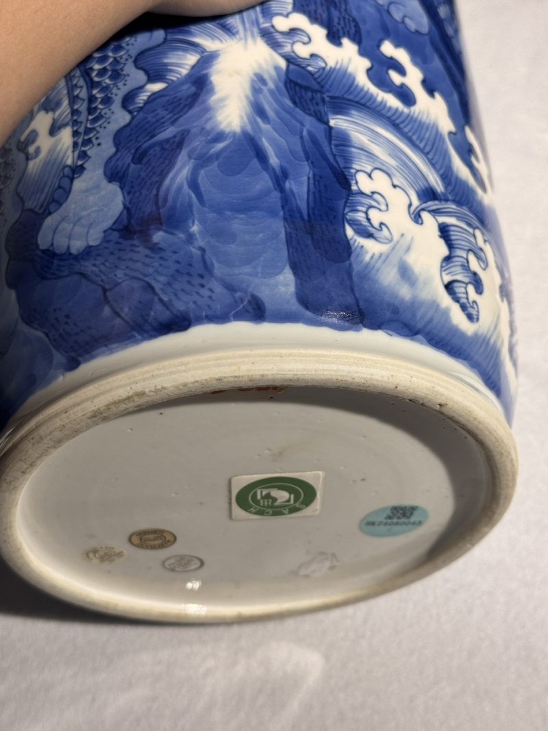 清康熙 青花海水江崖麒麟图棒槌瓶 - 图11