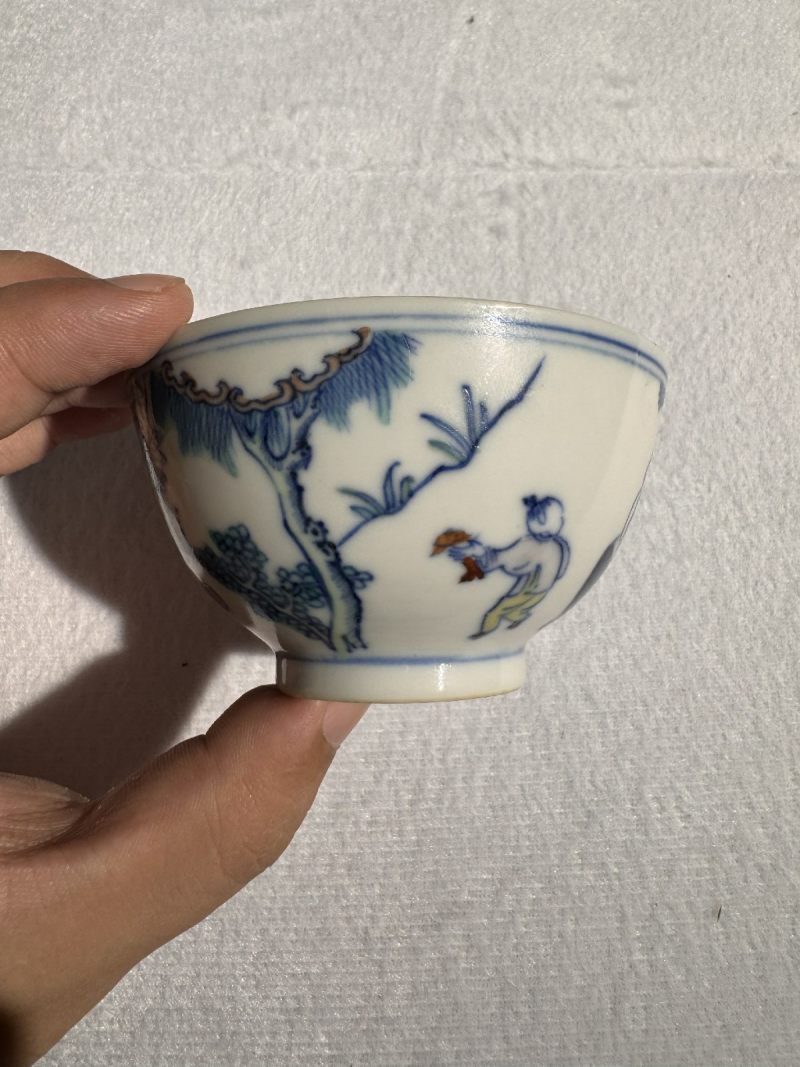 清康熙 斗彩婴戏图茶圆 - 图5