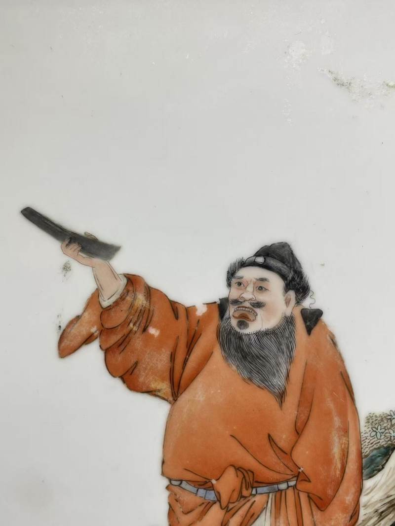 民国粉彩人物纹瓷板 - 图2