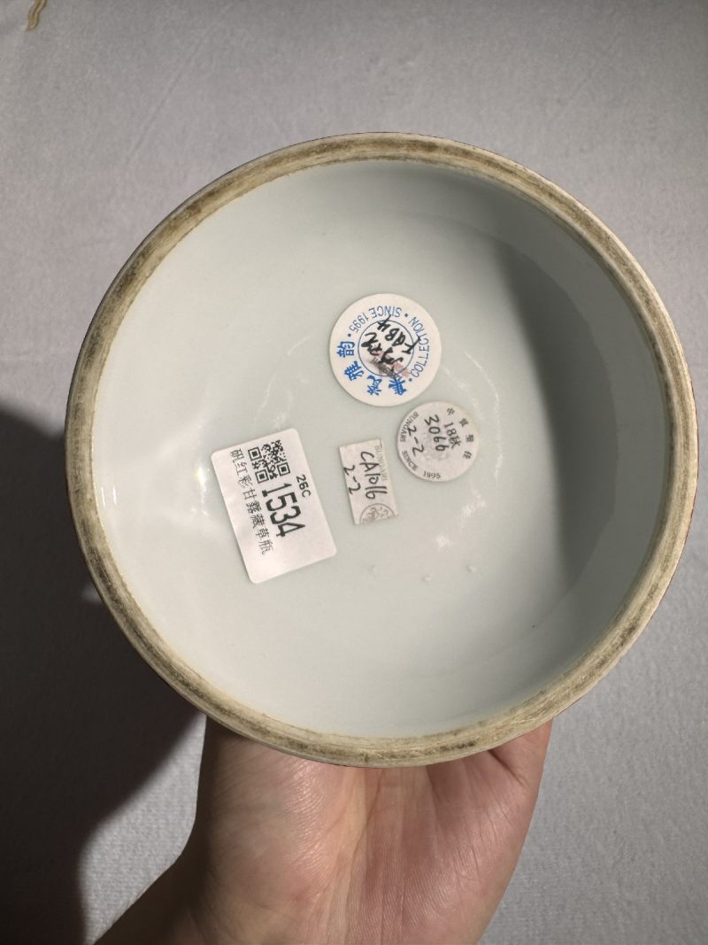 清乾隆 矾红彩甘露藏草瓶 - 图10