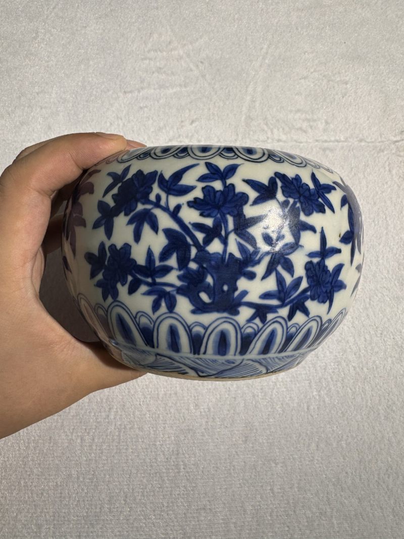 明万历 青花花鸟纹笔洗 - 图7