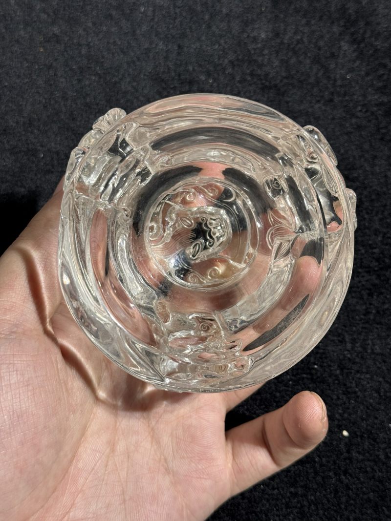 清中期 水晶螭龙铺首衔环盖炉（配座） - 图3