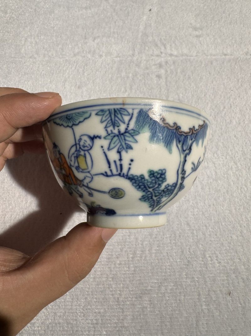 清康熙 斗彩婴戏图茶圆 - 图6