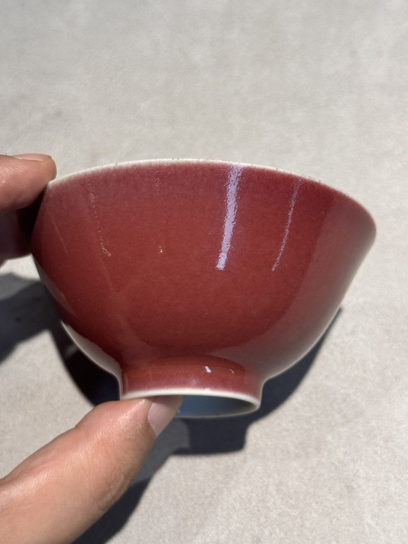 清乾隆 宝石红釉压手杯 - 图5