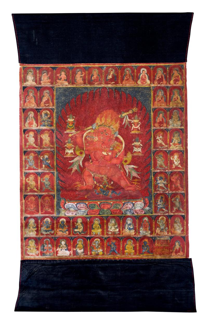 十四世纪 红阎魔敌唐卡 - 图1