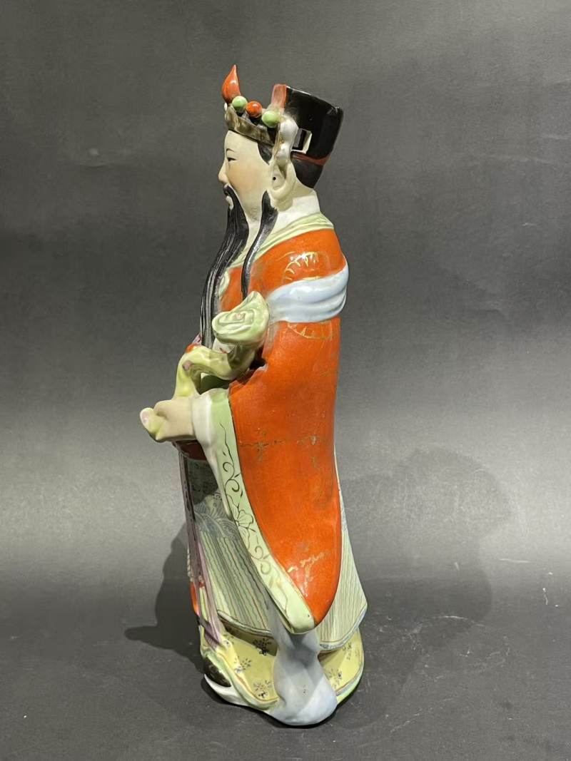 解放后粉彩禄星瓷塑 - 图2